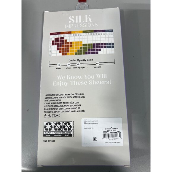 Silk Impressions Sheer Shimmer Pantyhose Size Medium 2 Pair Coffee Bean NEW - Picture 4 of 7
